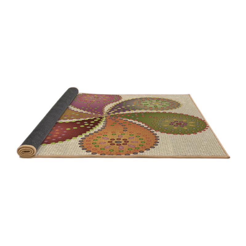 Tapis brun en laine à motif cachemire, Rond 6 pi