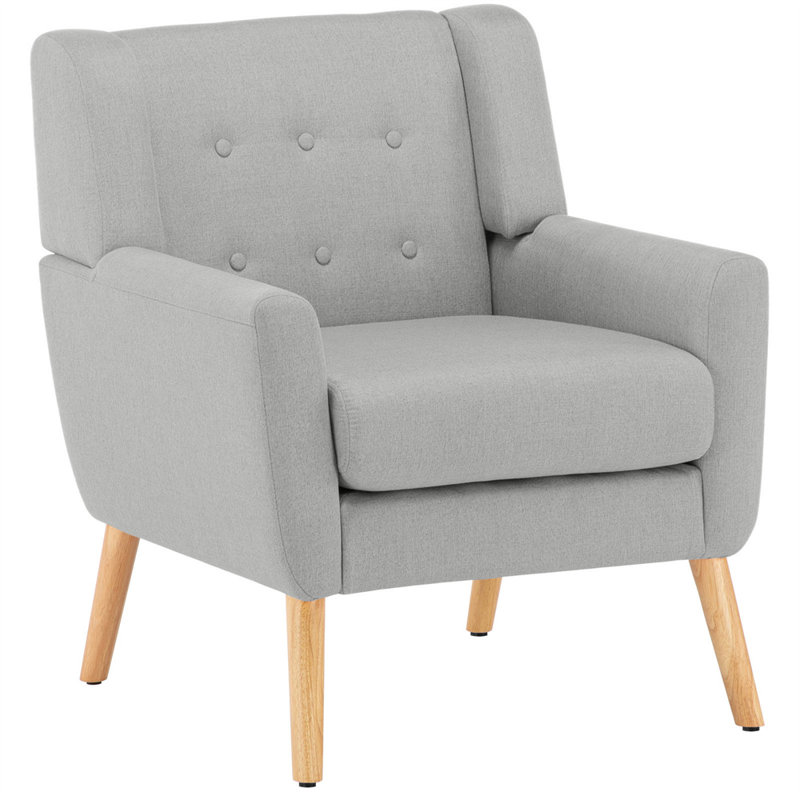 Fauteuil capitonné l 28,8 po Chineye, Mélange de polyester gris