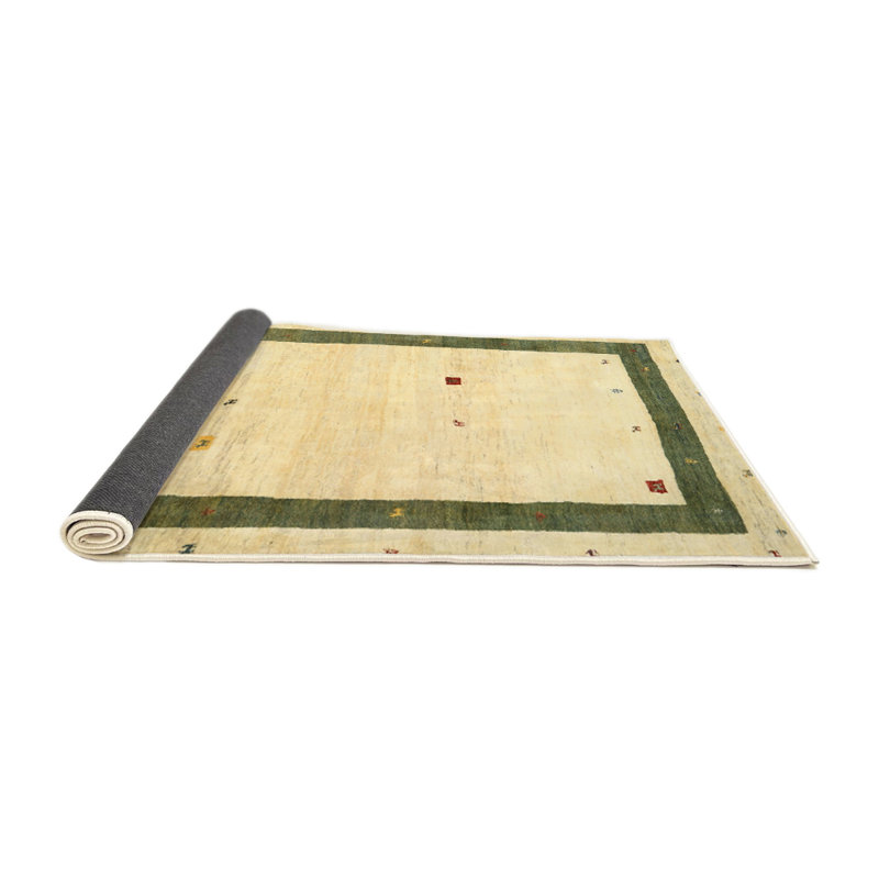 Tapis abstrait vert / beige Guarascio, Rond 5 pi