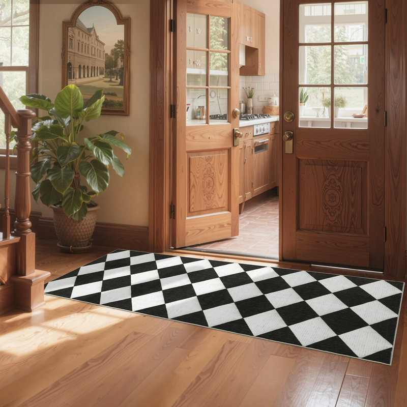 Diamond Machine Washable Area Rugs with Rubber Backing Non Slip Low Pile Stain Resistant Carpet for Living Room Bedroom Dining Room Playroom