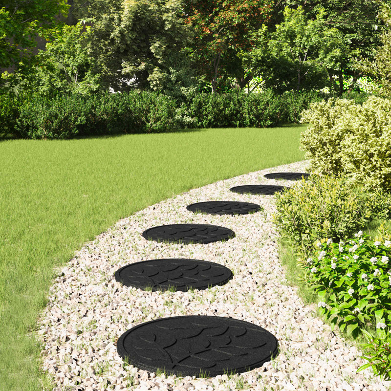  Stepping Stone 6 Pcs Rubber Garden Decoration Ornament Placement Summer, Black
