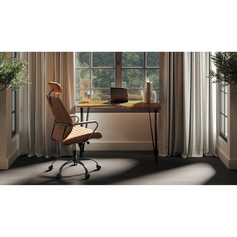 Genuine Leather Executive Chair, Black Genuine Leather