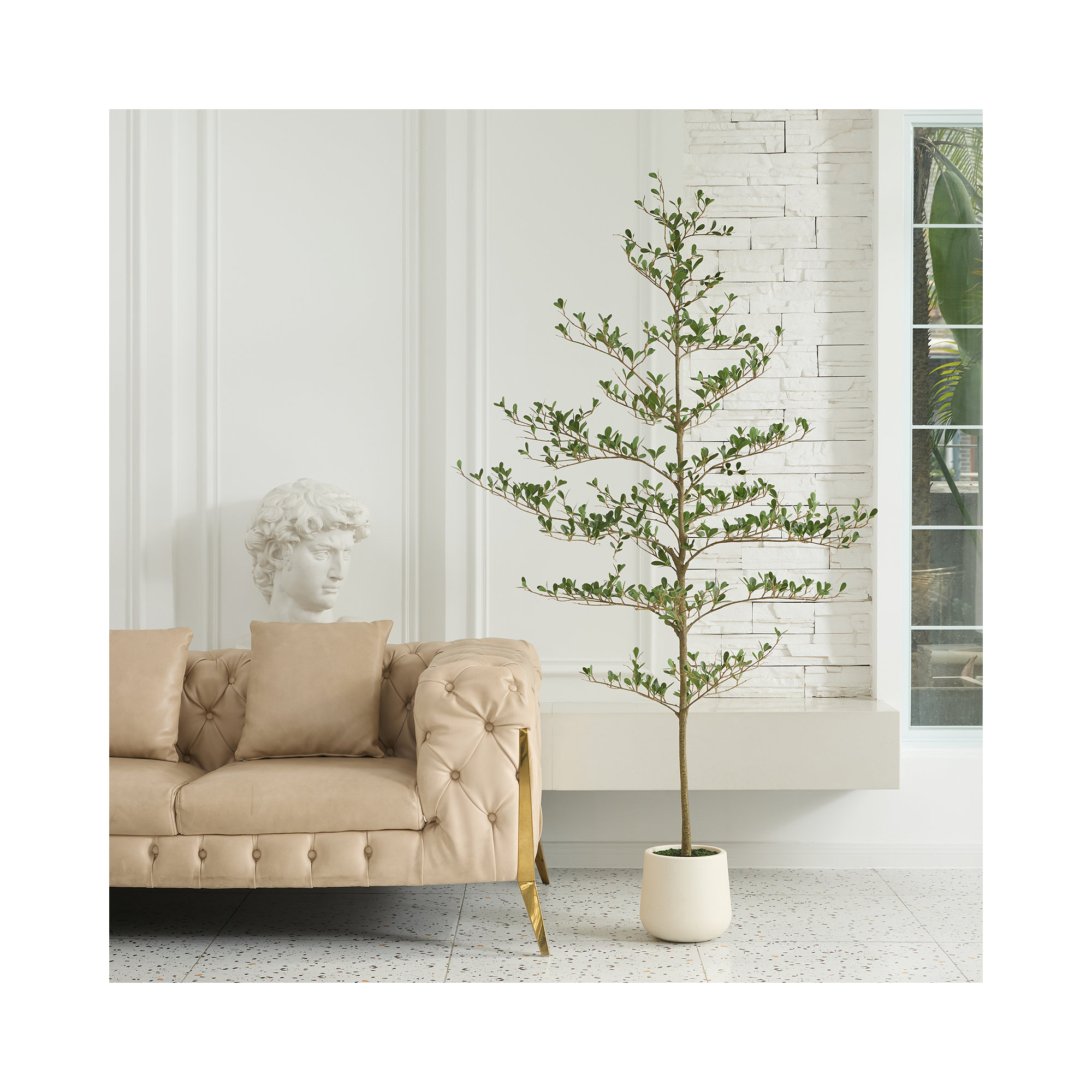 Adcock Faux Olive Tree, Fake Olive Tree with UV Protection for Indoor & Outdoor Decor, 72" H x 24" W x 24" D