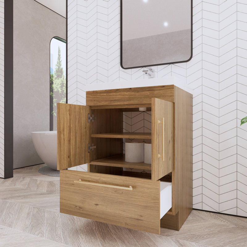 Spring 24" Single Bathroom Vanity, Natural Oak