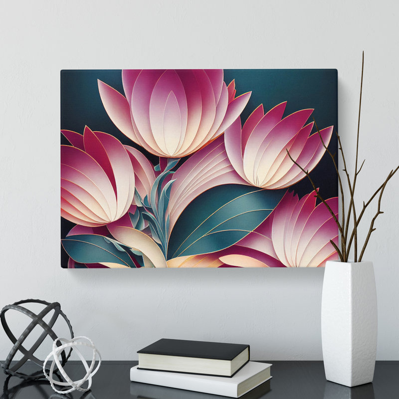 Charming Flowers Art Deco - Wrapped Canvas Print