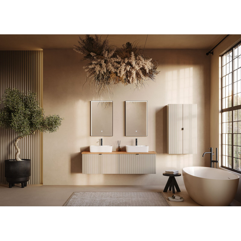 591cm Wall Mounted Single Bathroom Vanity Base Only, Cashmere