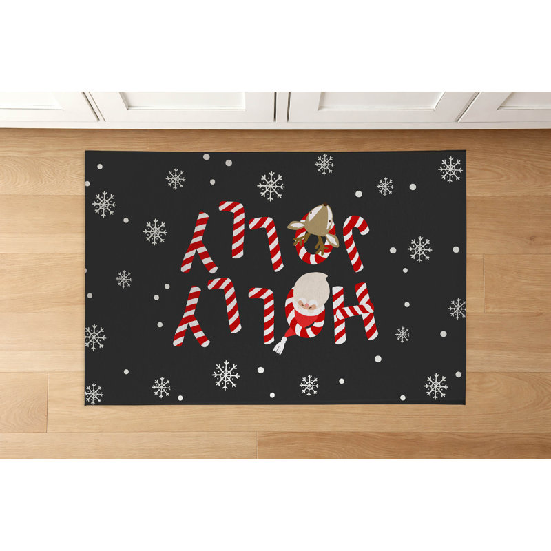 Tapis de cuisine Holly Jolly, Gris anthracite, Rectangulaire 2 pi x 3 pi