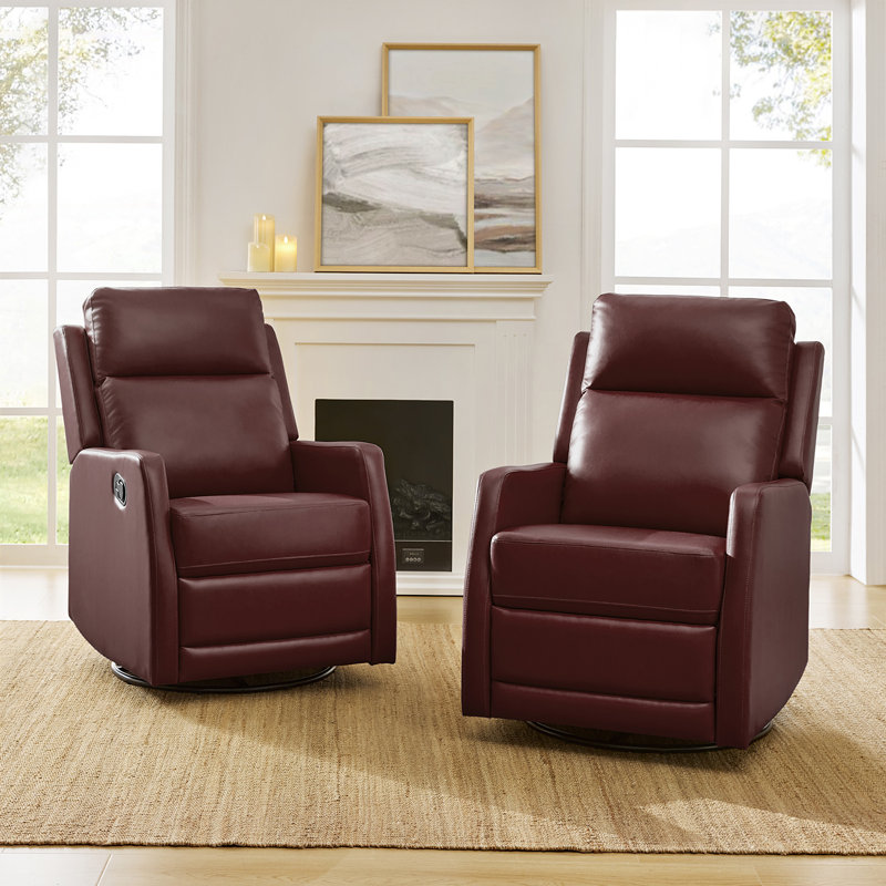 Giselle 26.5" Wide Manual Swivel Rocker Recliner with Metal Base, Red