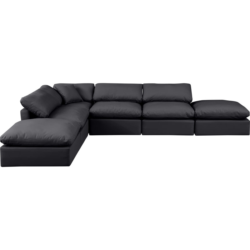 Canapé modulaire en similicuir 6 pièces Itala, Cuir végétalien noir