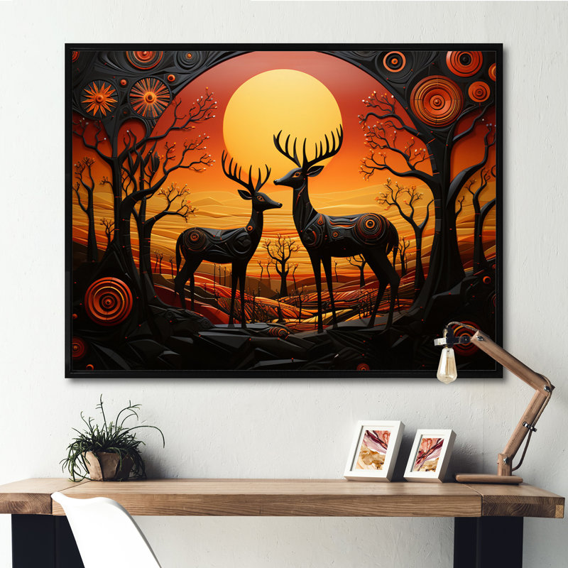 Cerf vibrant d'Afrique II sur toile, H 34 po x l 44 po x P 1,5 po, Cadre flottant noir