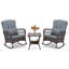 Ensemble de chaises berçantes d'extérieur en osier avec table basse double 3 pièces-1281581738