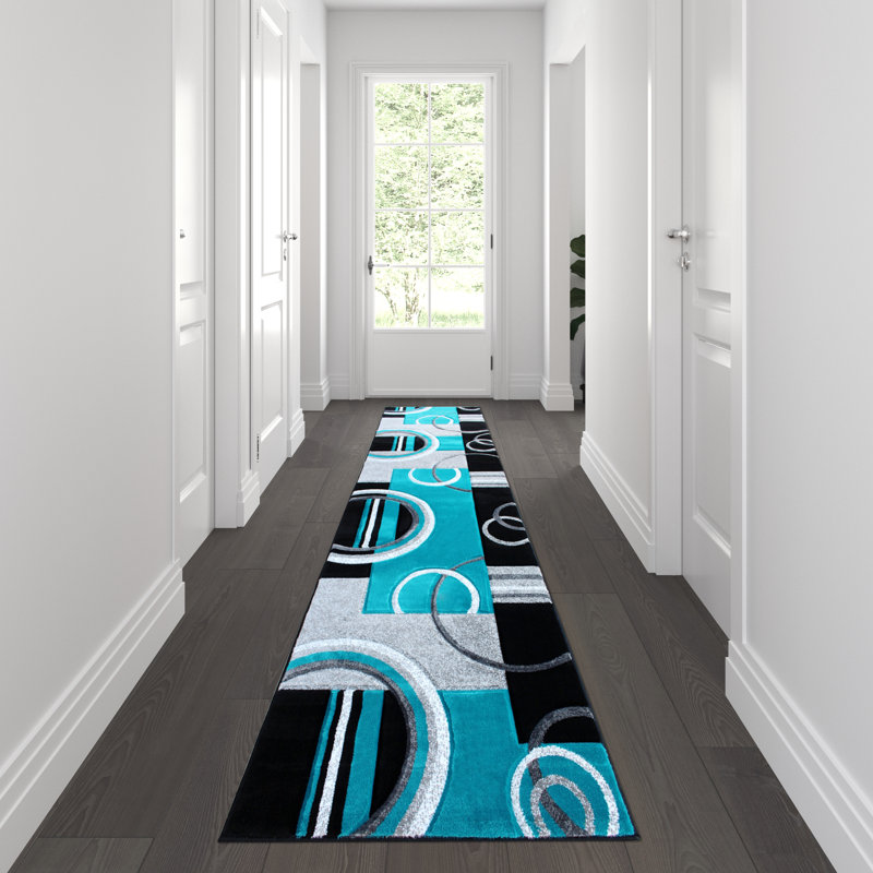 Skakke Modern Geometric Design Abstract Area Rug, Runner 2'9" x 10'