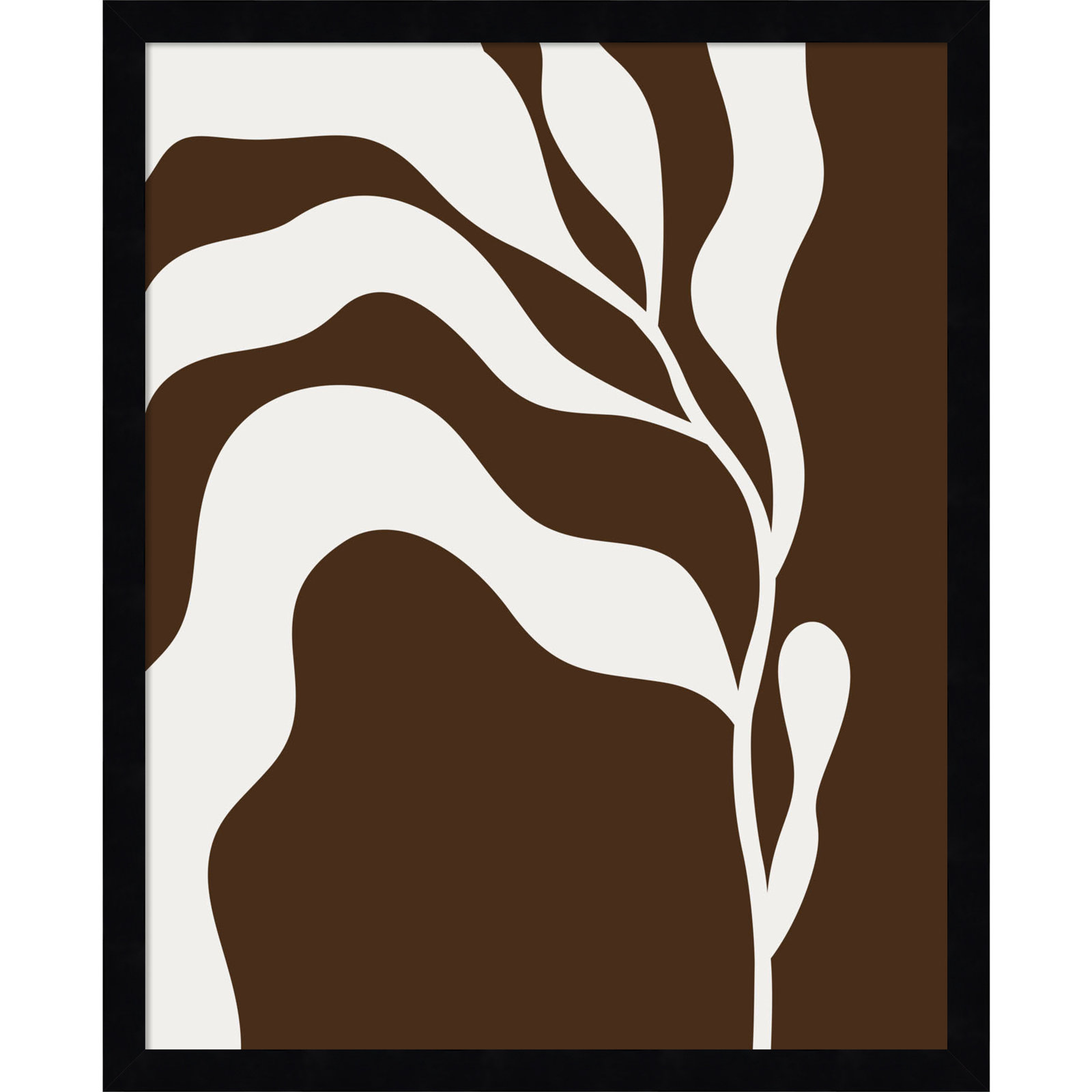 Erminia "Retro Matisse Botanical 2" Print, Black, 21" H x 17" W x 1" D