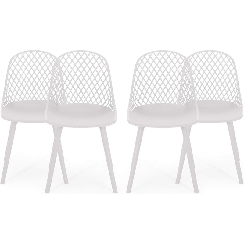 Ensemble de chaises de patio blanc durable, ensemble de conception moderne en polypropylène