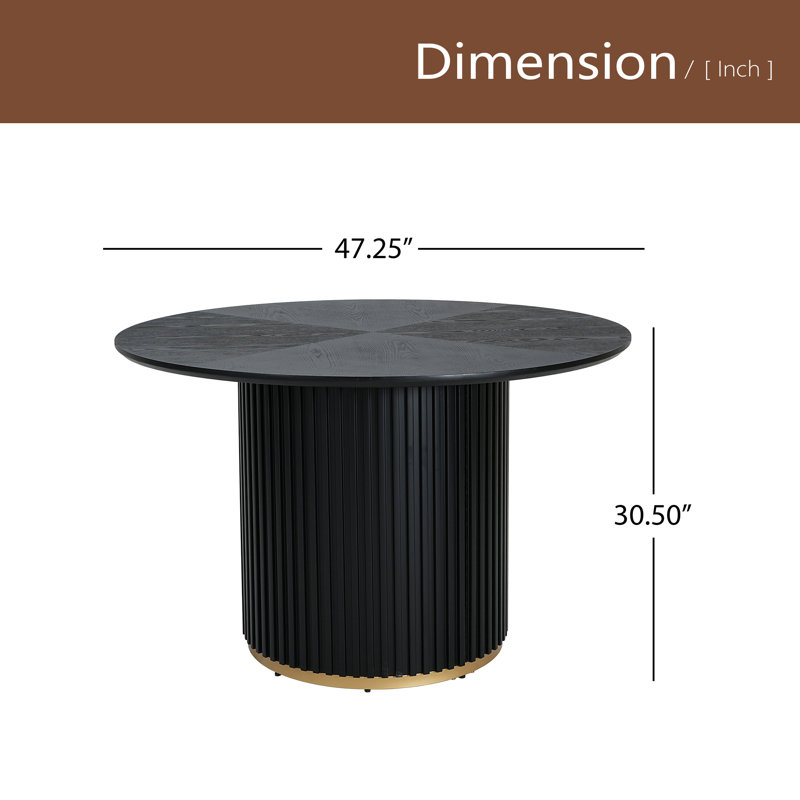 Table de salle à manger 47,25 po, Noir