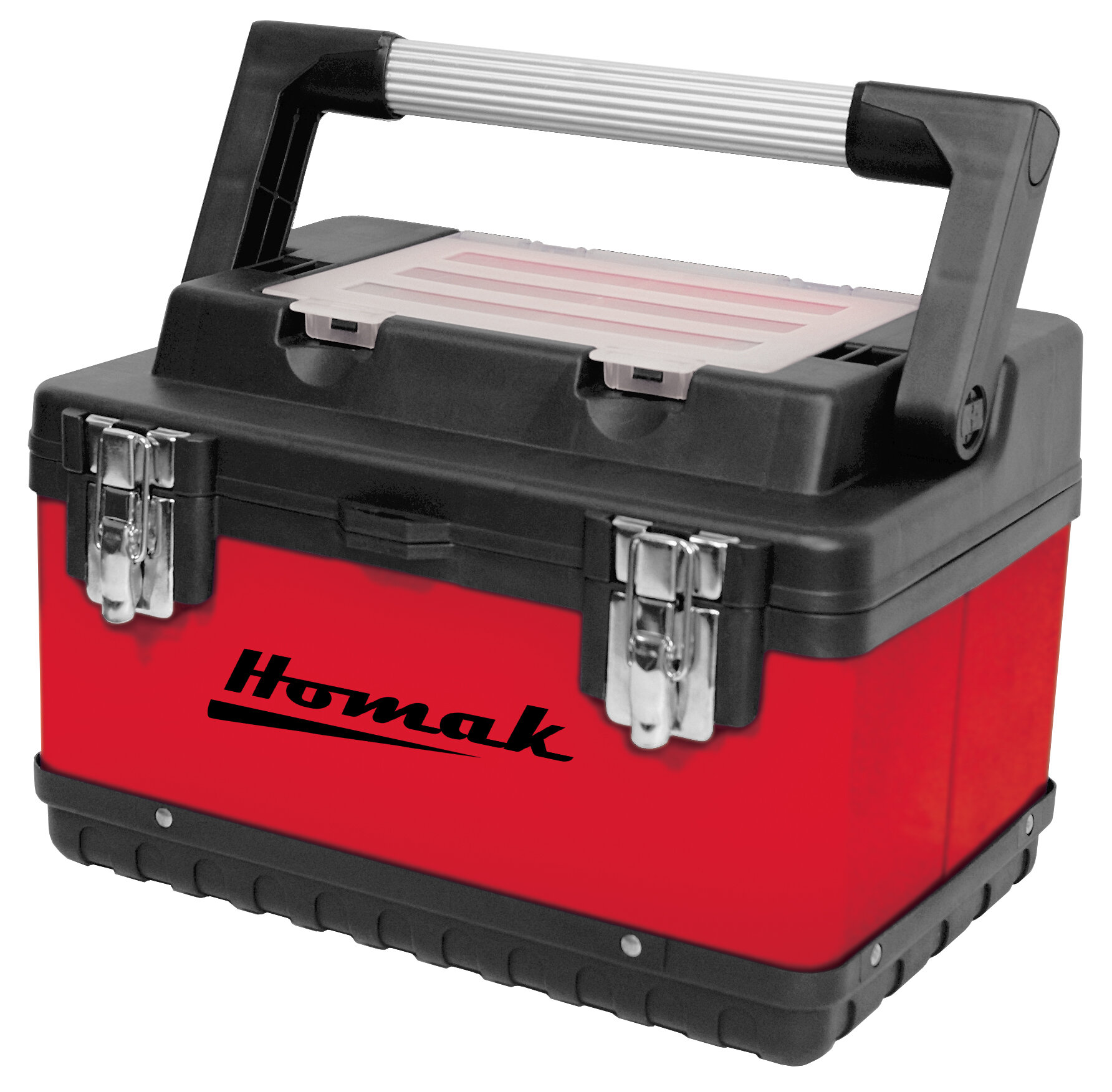 Plastic Tool Box with Handle - 3-Tier Toolbox with Drill Bit Holder by  Stalwart (Red)