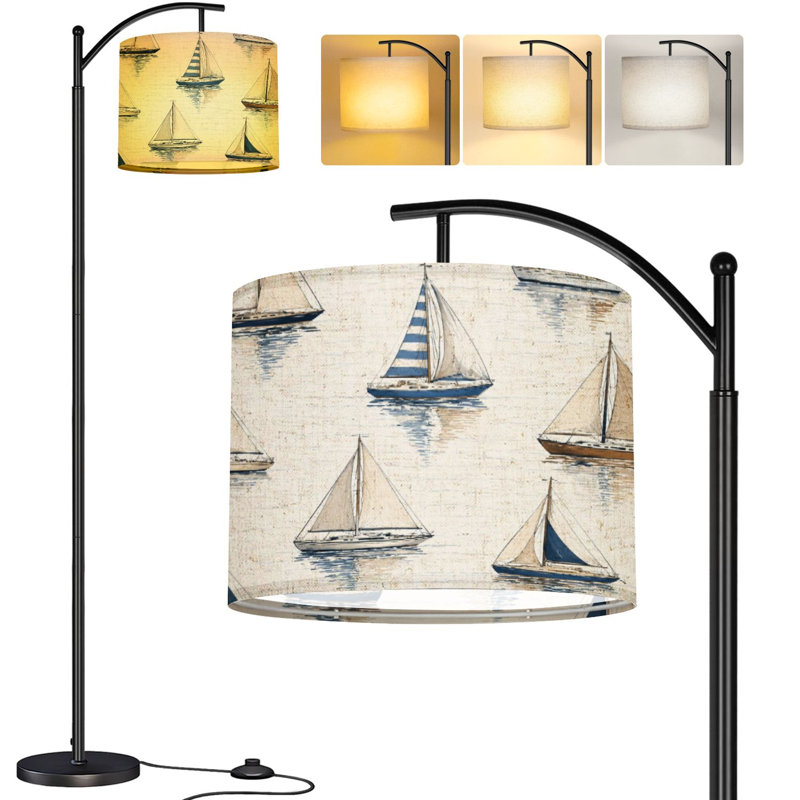  Lampe sur pied en arc Belle silhouette de voilier tropical sans soudure blanc Summer beach
