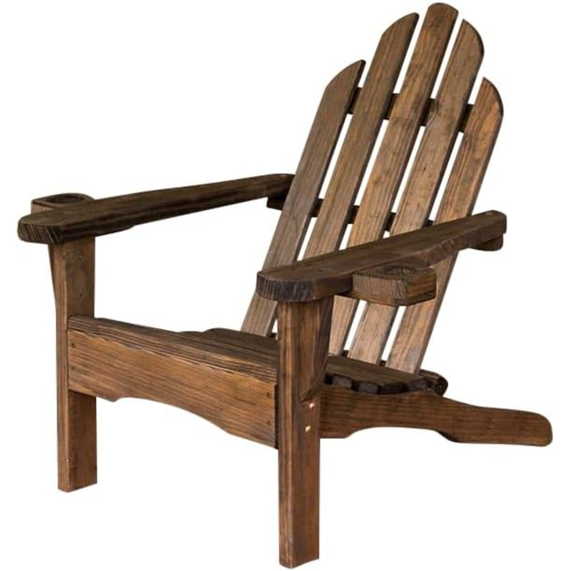 Amish Casual Heavy Duty 800 Lb Heavy Duty Treated Adirondack Chair, Cupholders, Dark Walnut Stain