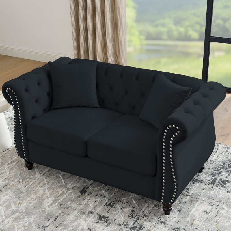 Canapé Chesterfield en velours pour le salon, Noir