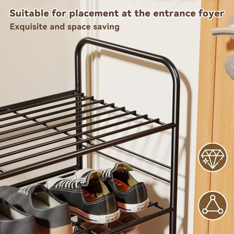 5-Tier 24 Pair Shoe Rack Organizer, 32'' Wide Shoe Shelf, Black