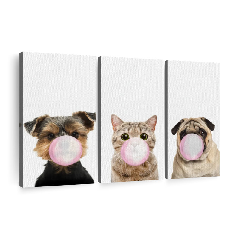 " Bubble Gum Animal Pets " 3 - Pieces, 74" H x 48" W x 1.25" D