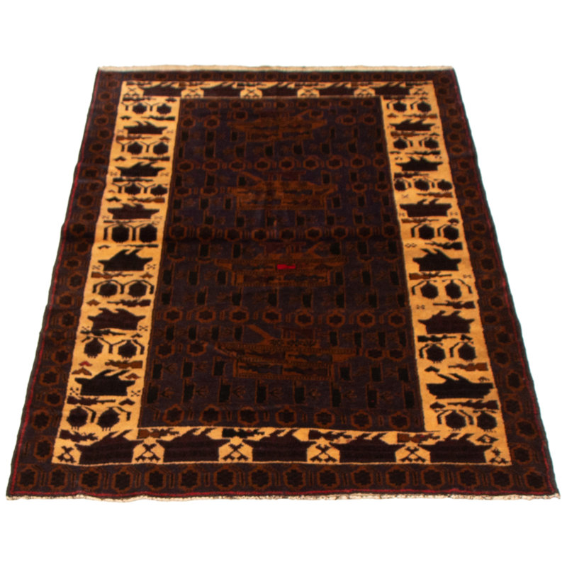 Tapis bleu marine foncé Rare War 3 pi 10 po x 6 pi 7 po