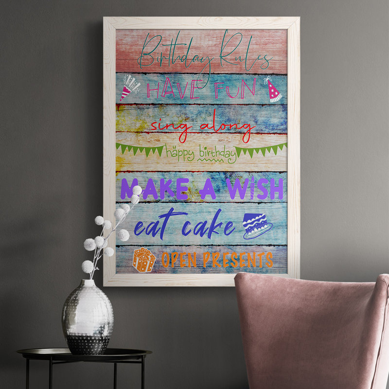 Jerrod Birthday Rules, reproduction d'art sur toile, Blanc, H 37,5 po x l 27,5 po x P 1 po