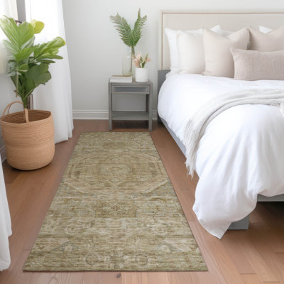 Machine Washable Indoor/Outdoor Xhevrie Tan Rug