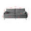 Canapé profond à 3 places avec 2 accoudoirs et 2 coussins décoratifs, causeuse pour salon, bureau, gris