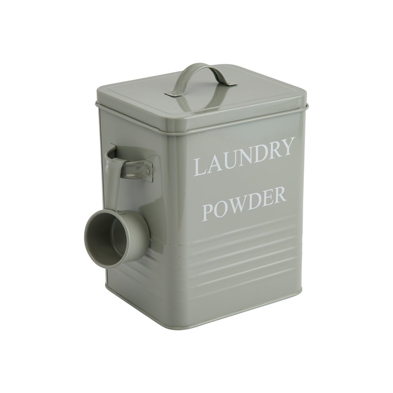 Metal Laundry Powder Container with Lid and Scoop