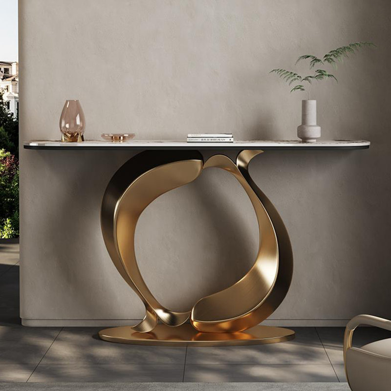 Console en acier inoxydable de style italien, H 33,4 po x l 59 po x P 13,7 po