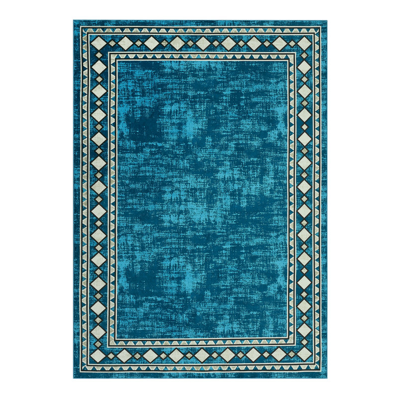 Washable Modern Carpet Chic Bordered Area Rugs for Dining Room, Rectangle 10' x 13'