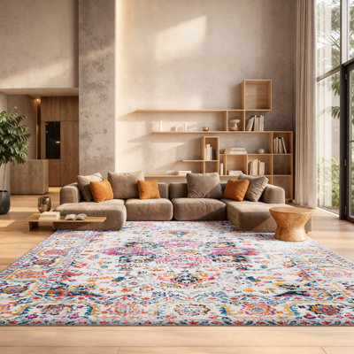 Christa Oriental Fuchsia/Ivory Area Rug