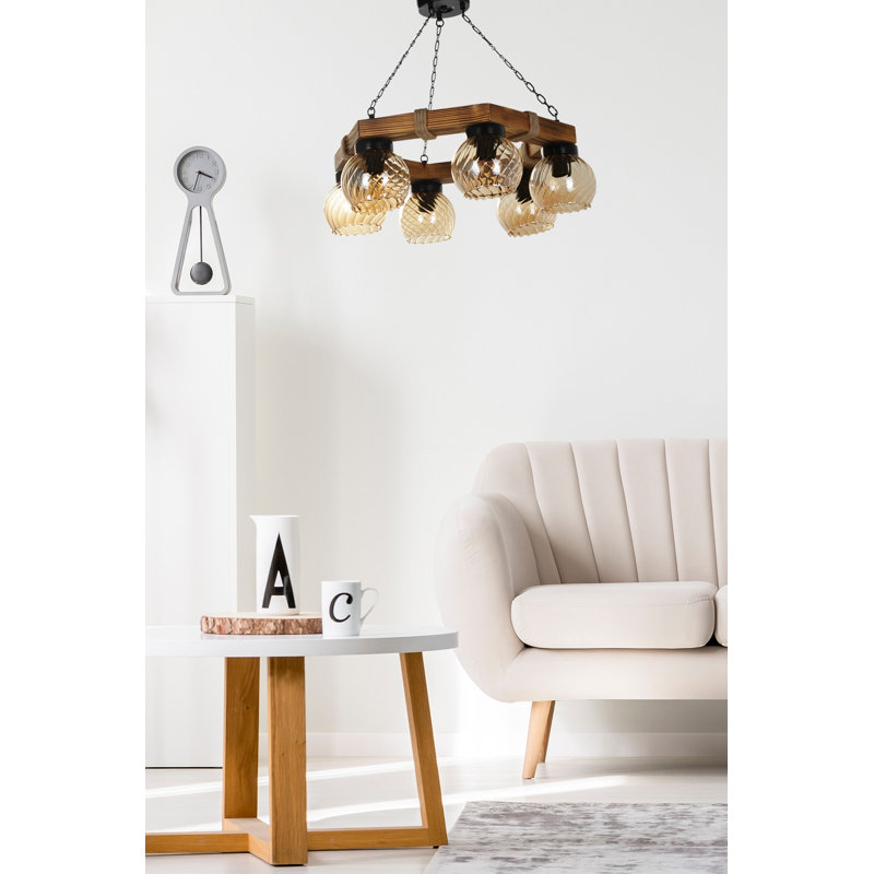 Lustre unique à 6 lumières Buddy, Brun, 6