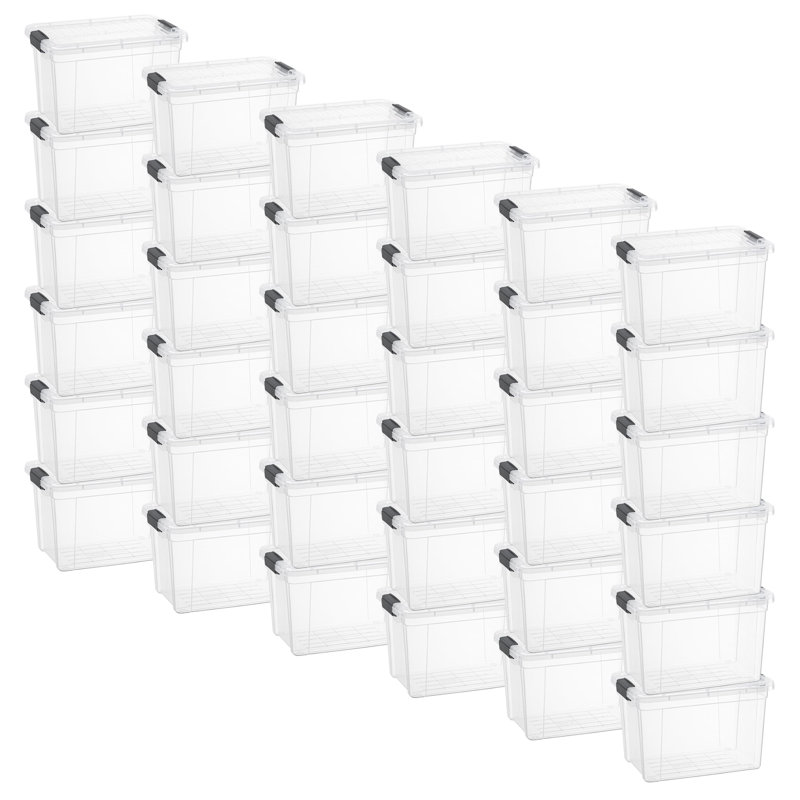  Boîte de rangement transparente avec couvercle, 8,7 pintes de bacs en plastique pour l'organisation, caisses empilables, sans BPA, non toxiques, sans odeur, organisateurs pour la maison, le bureau, l'école et le dortoir, paquet de 36