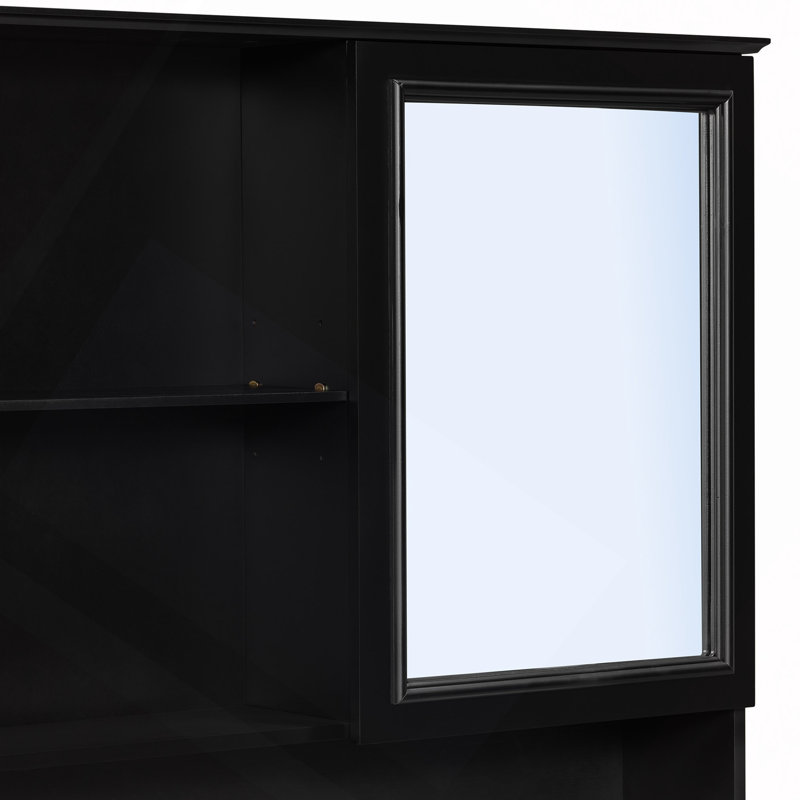 Armoire à pharmacie murale avec portes à double miroir et tablettes réglables, Noir