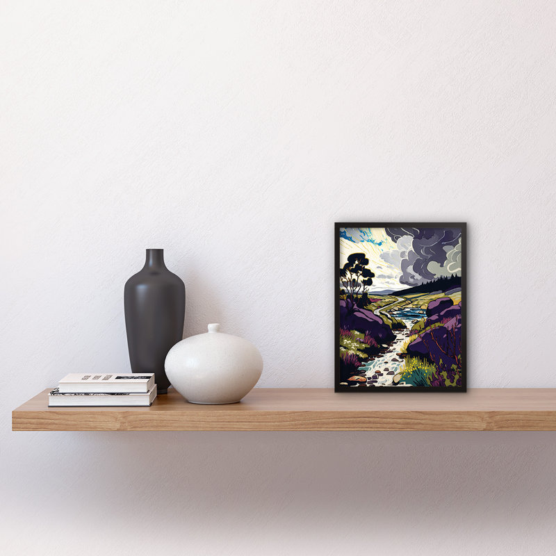 Ashkum Stormy Clouds Over Stream Wild Scottish Landscape - Single Picture Frame Print