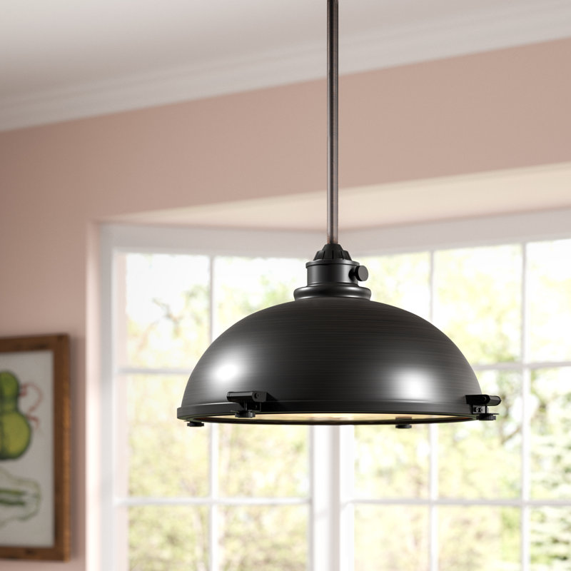 Luminaire suspendu en forme de dôme à 1 lumière Nueva, Bronze patiné