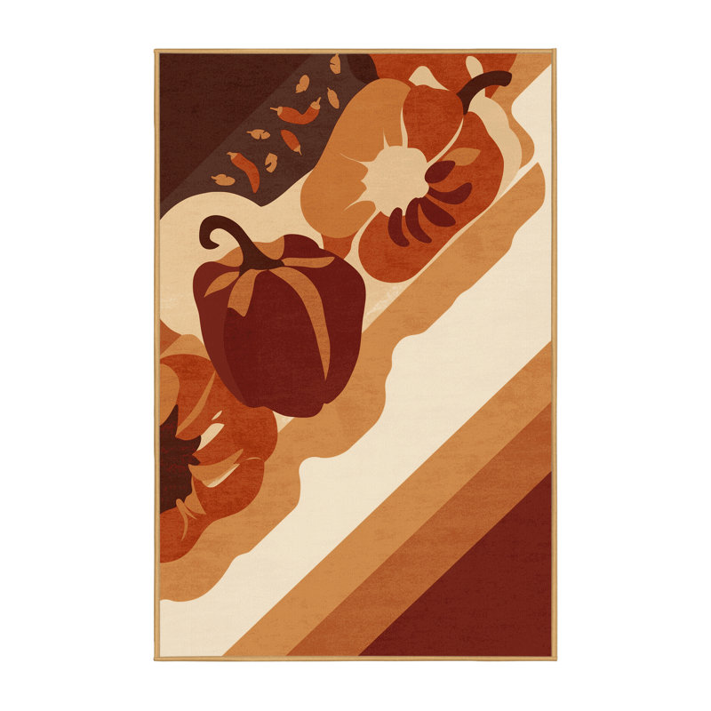 Tapis moelleux doux et moelleux en piment de couleur chili moderne brun - reliure brun clair, 4 x 6