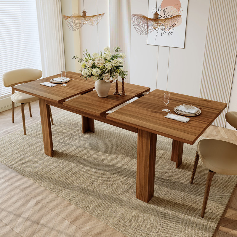 Ensemble de table de salle à manger rectangulaire extensible 7 pièces avec 6 chaises rembourrées Fecteau Modern Farmhouse