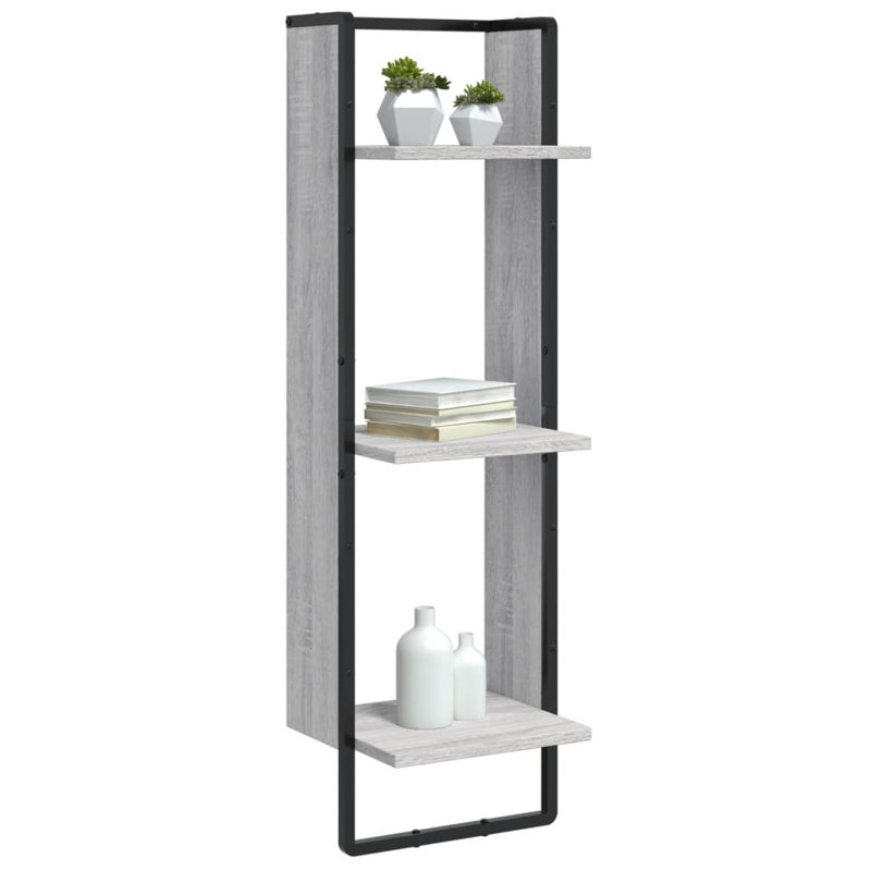 Adetoun 3 Piece Bracket Shelf, Grey Sonoma