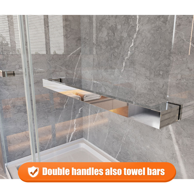 56-60 in. W x 66 in. H Double Sliding Frameless Tub Door in Chrome with 3/8 in.（10mm）Clear Tempered Glass, Chrome