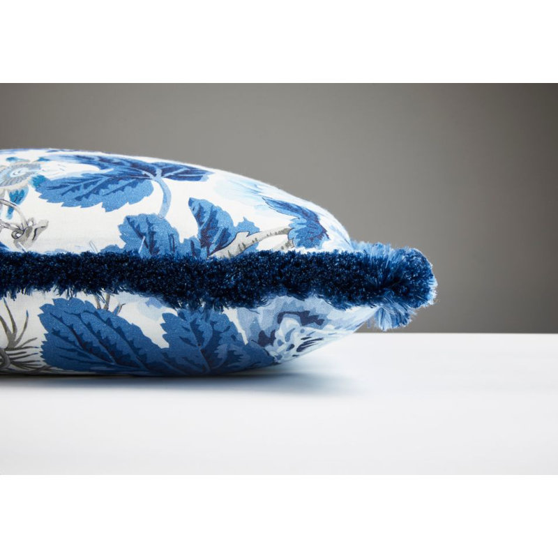 Housse et insert de coussin carré 100% lin Porcelain Highgrove, Porcelaine bleue