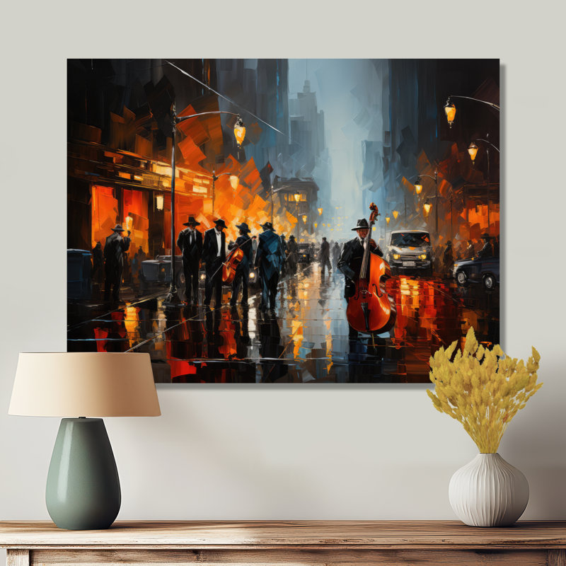 Jazz afro-américain Harlem City - impressions sur toile, art mural Harlem Jazz, H 16 po x l 32 po, Toile tendue, Sans cadre