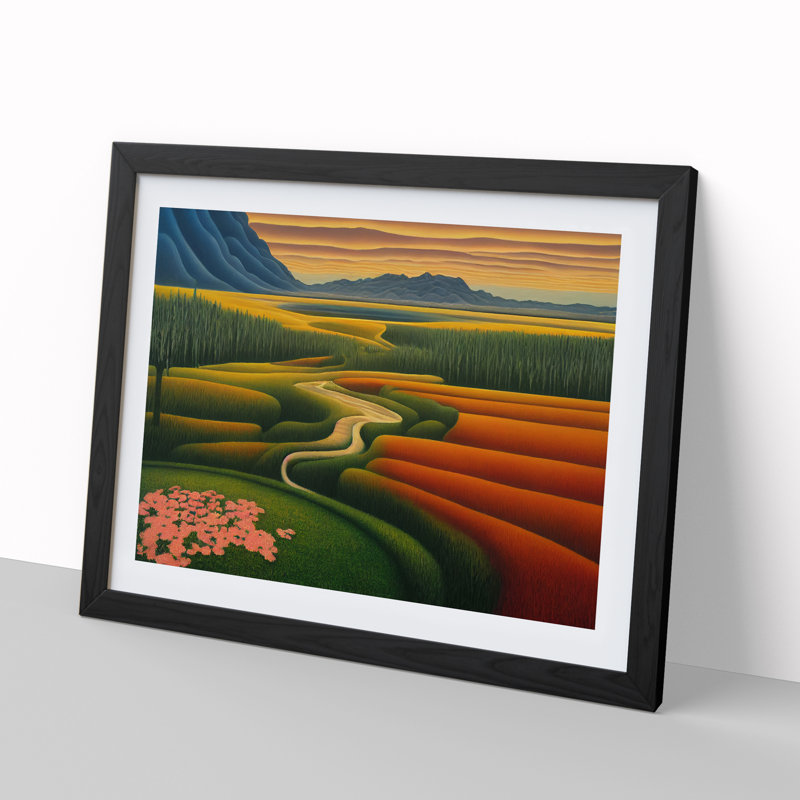 Spellbinding Spring Meadow Landscape - Framed Print, 25cm H x 34cm W x 2cm D, Black Framed