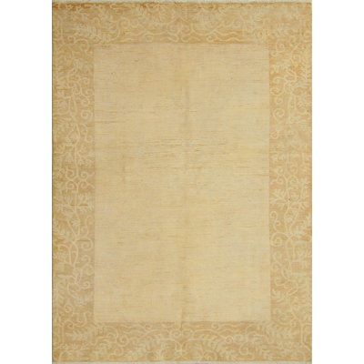 Handmade Fine Chobi Afzal Rug -  Lt. Gold - Lt. Brown , 5'11" x 8'4"