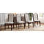 Ensemble de 4 chaises d'appoint vintage capitonnées en lin avec pieds en bois massif, brun