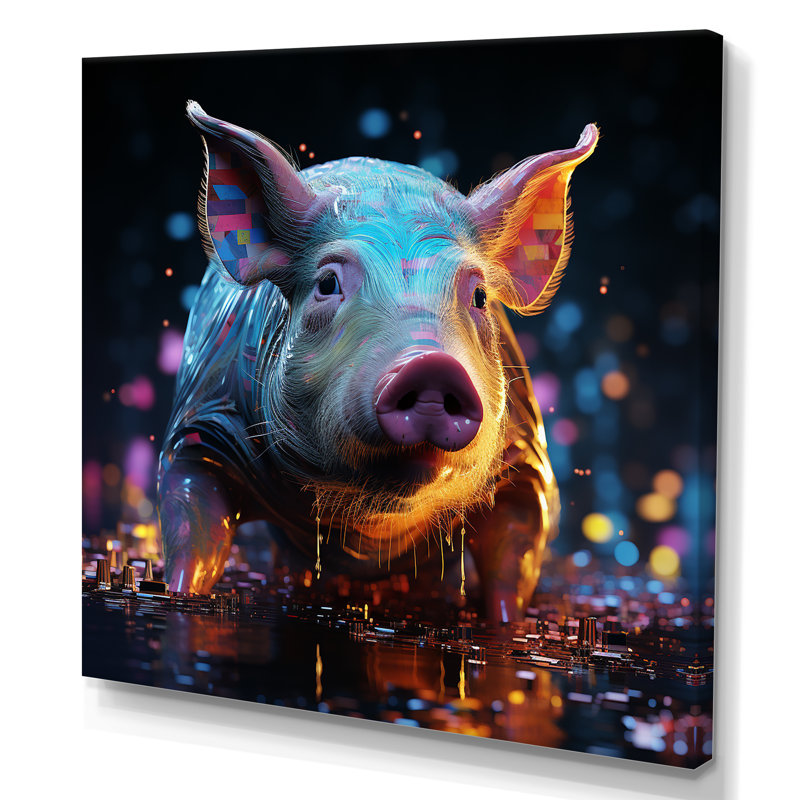 «Digital Delight Night Hog», reproduction d'art sur toile, Toile tendue, H 24 po x l 24 po x P 1 po