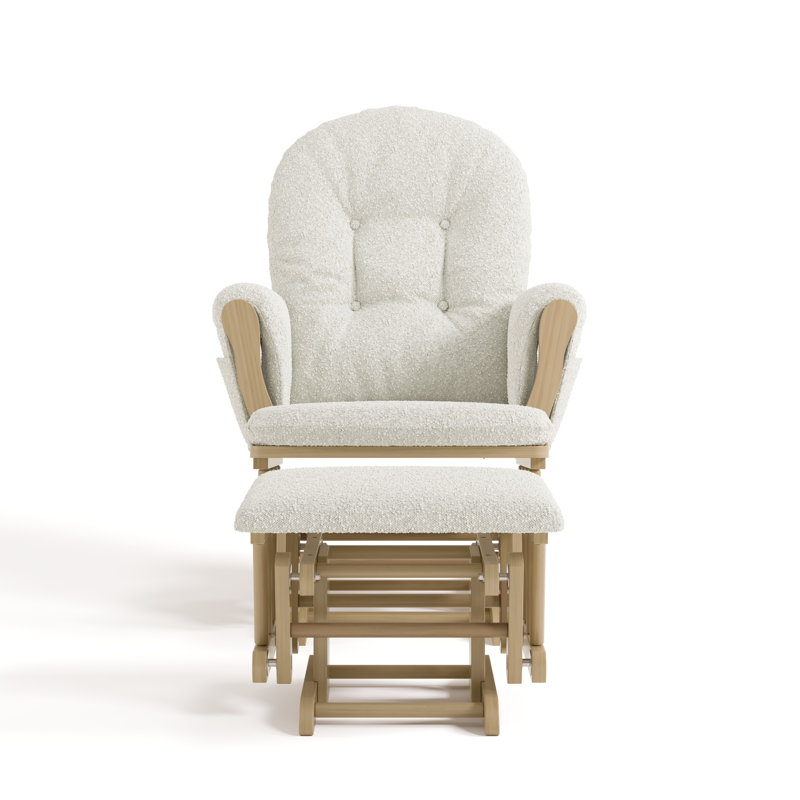 Fauteuil oscillant avec repose-pieds Hoop, Driftwood/Ivory Boucle