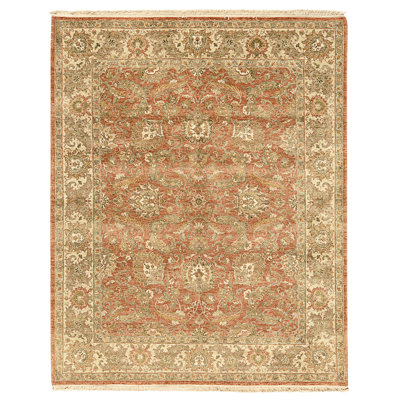 Tapis rouille et ivoire noué à la main de haute qualité